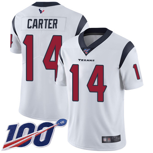 Houston Texans Limited White Men DeAndre Carter Road Jersey NFL Football #14 100th Season Vapor Untouchable